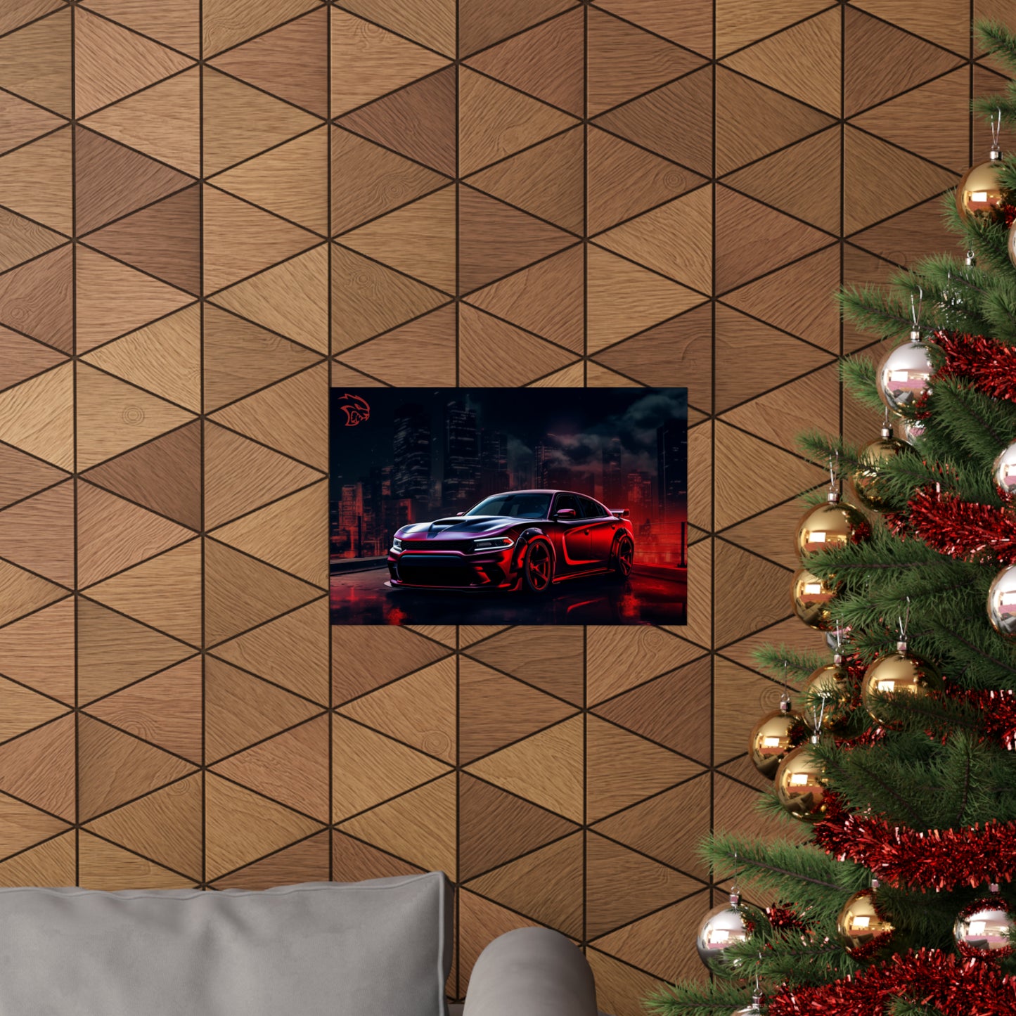 Dodge Charger SRT Night Cityscape Poster