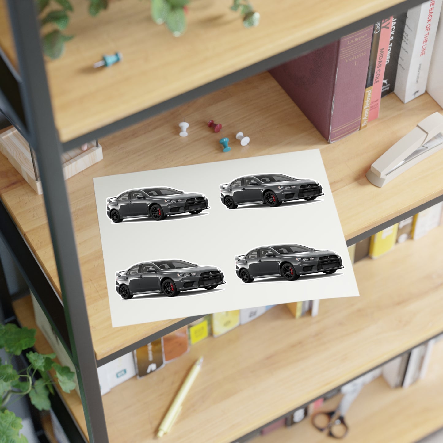 Gray Mitsubishi Lancer Evolution X Sticker Sheets