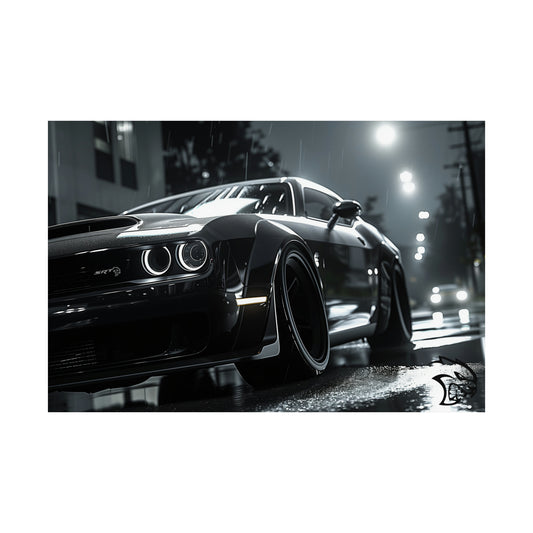Grayscale Dodge SRT Challenger Poster