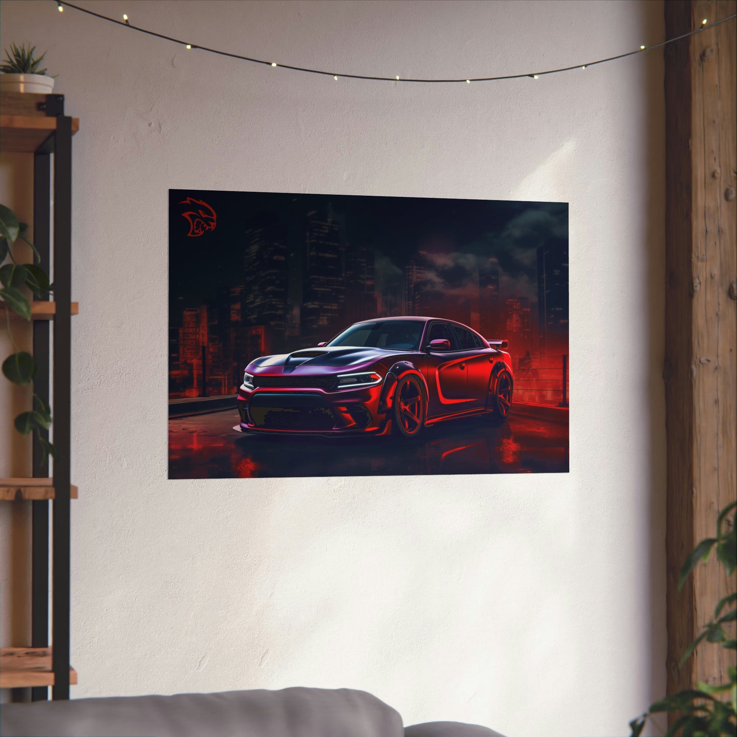 Dodge Charger SRT Night Cityscape Poster